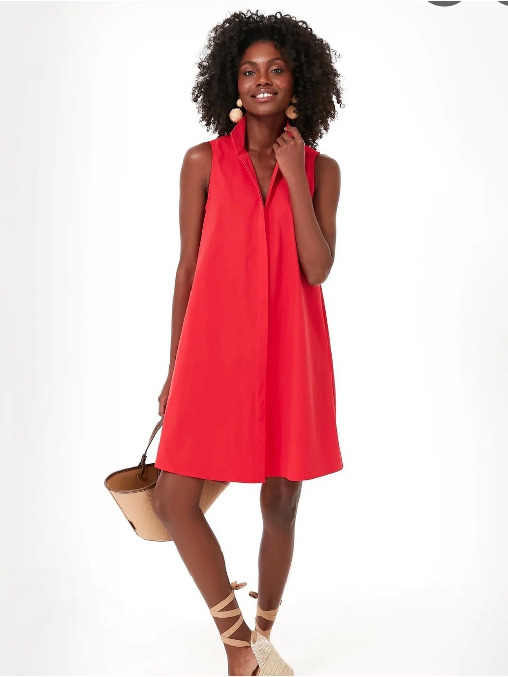 Tuckernuck Sleeveless Charlie Mini Dress Red Size Small Preppy Poplin Shift